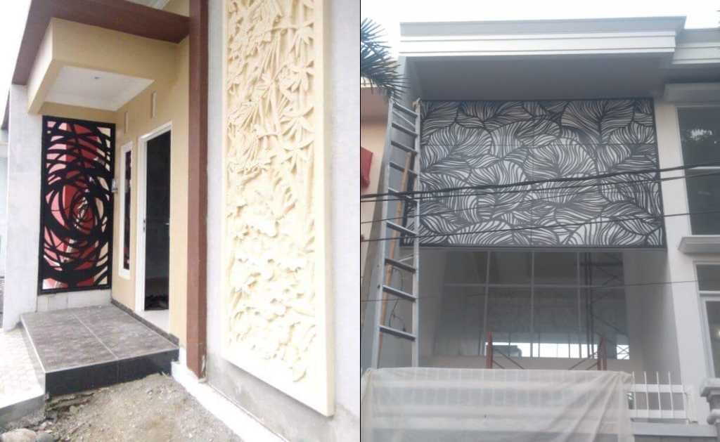 pengaplikasian pemasangan pintu plat besi dan fasad acp #891