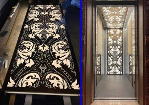 Jasa ornamen interior lift motif batik, minimalis dan krawangan